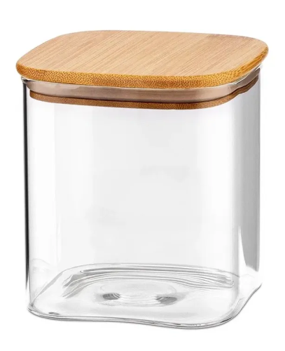 TECO банка д/сыпучих продуктов с бамбуковой крышкой стекло 600мл TC-J600-06